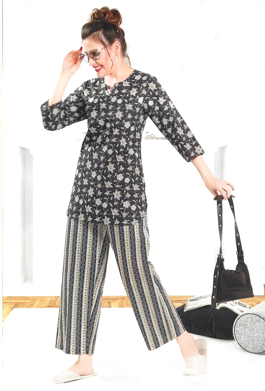 Terracotta Elegance | Muted Brown Geometric Printed Kurta with Trousers